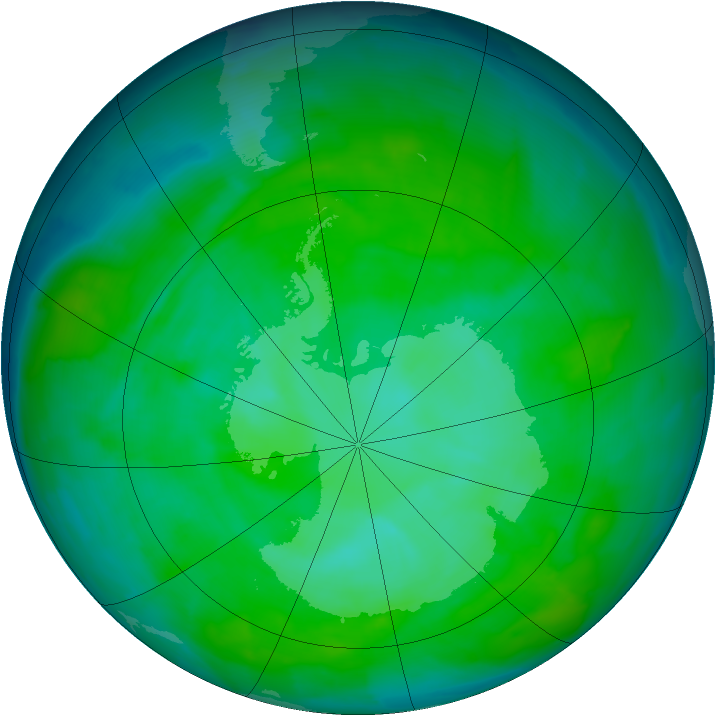 Antarctic ozone map for 14 December 2013